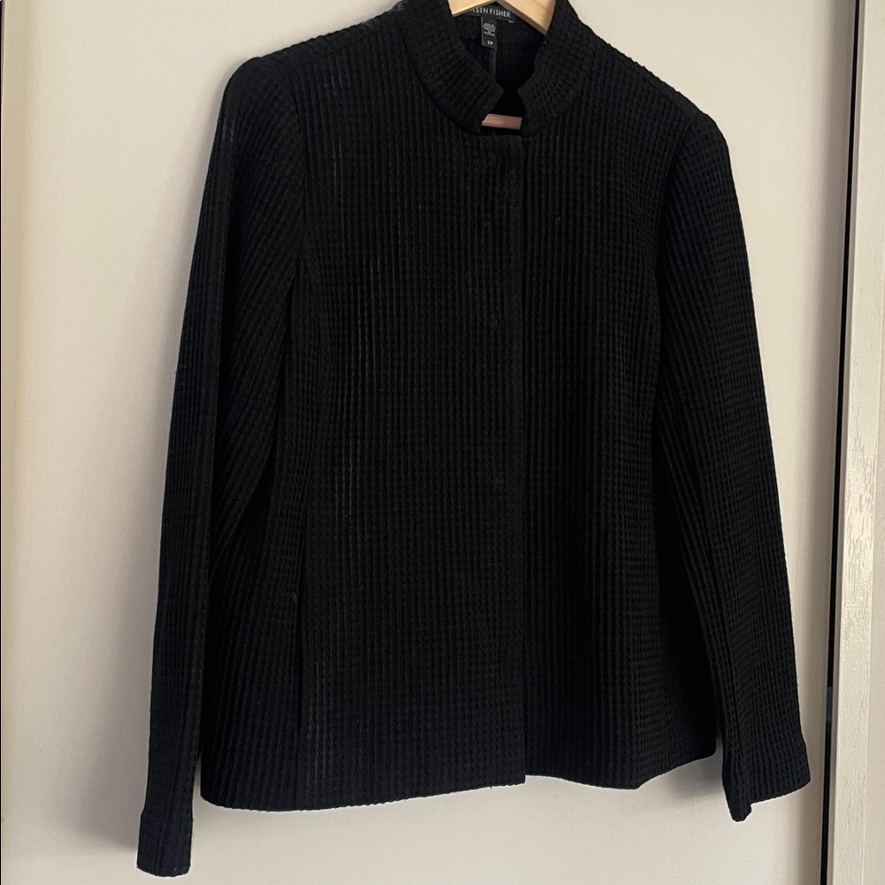 Eileen Fisher waffle knit jacket.